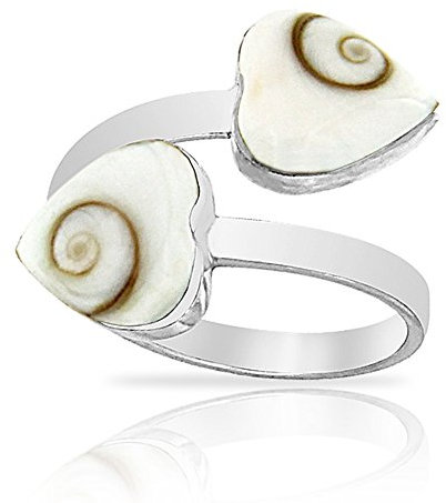PLANETYS -925 Sterling Silber Herz Ring Auge des Heilige Lucie - Santa Lucia - Oeil de Sainte Lucie - Shiva Eye - Größe verstellbar