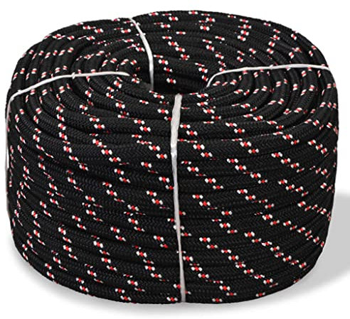 vidaXL Bootsseil Polypropylen 6 mm 500 m Schwarz Tauwerk Schnur Flechtleine