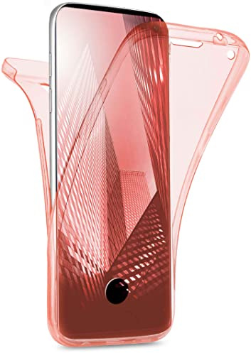 moex Double Case für Samsung Galaxy S10 Hülle Silikon Transparent, 360 Grad Full Body Rundum-Schutz, Komplett Schutzhülle beidseitig, Handyhülle vorne und hinten - Rosa