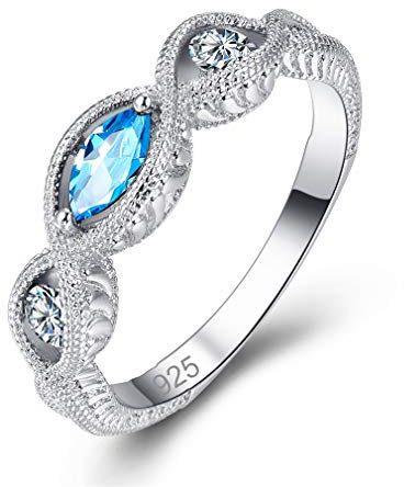 YAZILIND Schmuck für Frauen Shiny Blue Ocean Faux Topaz Ring Schmuck für Infinity Wedding Engagement Promise Ring 18.1