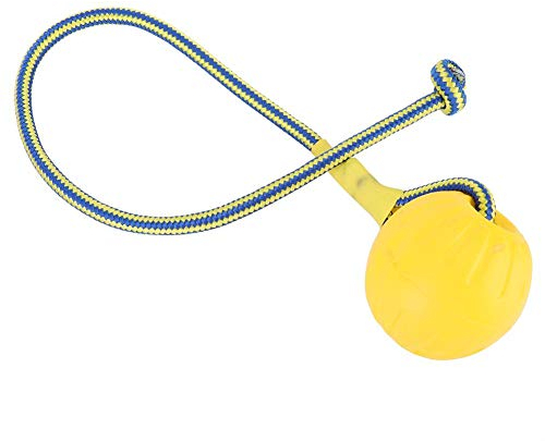 Pssopp Haustier Ball Spielzeug mit Seil Hunde Wurfball Hund Kauen Ball Hundespielzeug Ball mit Seil Bälle Spielzeug am Seil für Hunde zum Training und Zahnreinigung(Gelb)