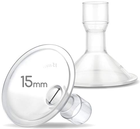 Maymom Myfit 15 Mm Shields; Compatible with Medela Breast Pump- Personalfit, Freestyle, Harmony, Maxi, Freestyle Flex Connector; Connect to Widemouth/Narrow Connector, 2Pcs
