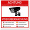7 x Aufkleber Videoüberwachung (10 x 10 cm) - Schild - Hinweisschild - Warnschild - Achtung Videoüberwachung - Warnhinweis - Videoüberwachung Aufkleber Mehrsprachig (10x10cm) - V2