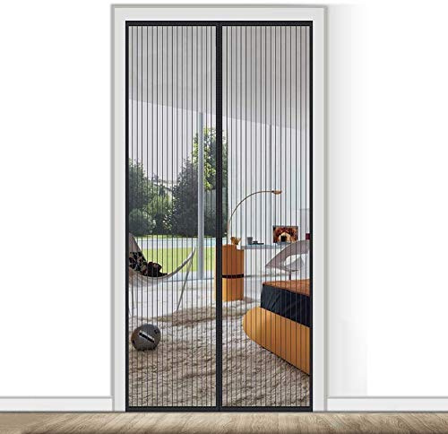 AMCER Tenda zanzariera Magnetica 110x250cm, Tenda zanzariera per Porta, Chiusura Automatica Facile da Montare, per Porte d'Ingresso,Porte, Cortili - Nero