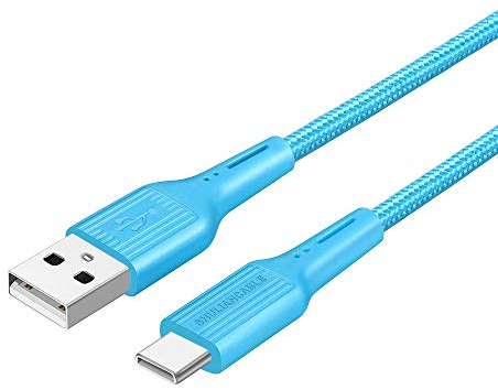 SHULIANCABLE Câble USB Type C, Nylon Tressé Charge Rapide et Synchro Compatible pour Samsung Galaxy S20/10/9/8,Huawei (1M, Blue)