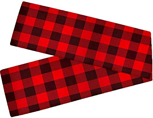 Reofrey Tischläufer mit schwarzem und rotem Plaid, Baumwolle-Polyester-Mischung Tischläufer Kommode Schals für Weihnachten Hochzeit Aktivität Familienessen Küche Abendessen Tischdekoration-39x175cm