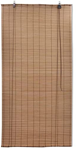vidaXL 2X Bambusrollo Bambus Rollo Sichtschutz Vorhang Jalousie Raffrollo Schnurzug Faltrollo Fensterrollo Holzrollo 100x160cm Braun