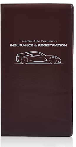 Andalus Car Registration & Insurance Card Holder, Essential Auto Documents - Glove Box Important Document Organizer - Car Accessories for Men & Women - Car Organizer & Car Essentials - Brown (1 Pack),