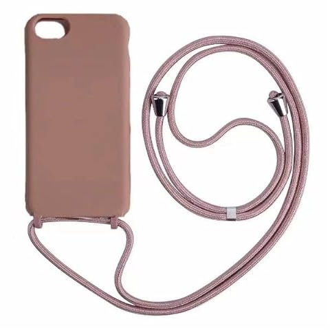 PuYu Zhe Cordon de Coque Compatible avec iPhone 6/7/8,Réglable Collier pour Étui Housse Silicone TPU Bumper Cover Mince Antichoc Lanyard Case-Rose Sable