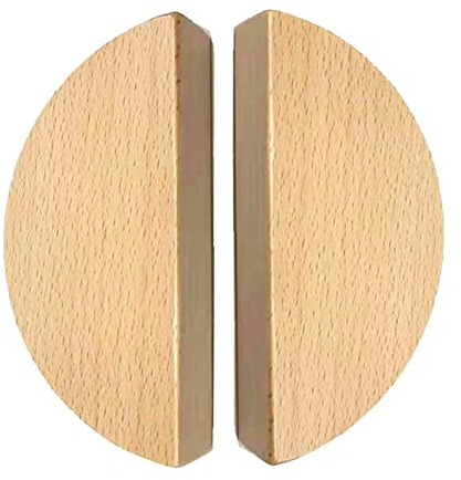 2 Stück Holzgriff Halbmond Schubladengriff Halbkreis Schubladenknöpfe Buche dekorative Tür Schrankgriff für Schrank,Kleiderschrank,Bücherschrank mit Schrauben (Single hole)