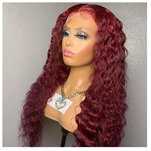 pelucas de mujer pelucas de reemplazo de cabello Peluca delantera de encaje rizado hinchado for mujeres Pelucas de pelo sintético de la parte media larga Peluca para la moda