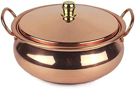 Ecoodisk 4l Suppentopf aus Kupfer, handgefertigt, Kupfer, für Gas- und Induktionsherde, 26 cm