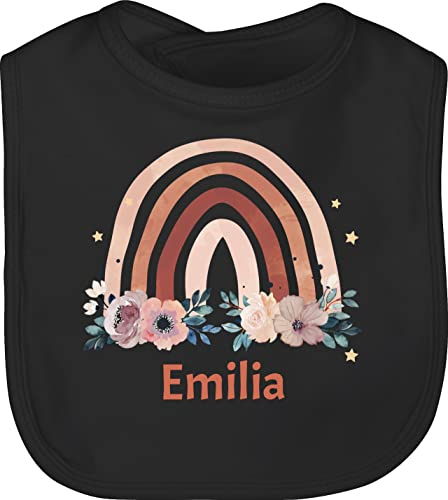 Baby Lätzchen - Boho - Geschenk Regenbogen mit Name personalisiert I Rainbow - Unisize - Schwarz - personalisiertes bohemian blume sabberlatz personalisierter latz individuell emilia