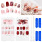 48Pcs Noël Faux Ongles, Faux Ongles Noël Court Faux Ongle à Couverture Complète Courte, Artificiel Tips d'Ongle Décoration d'Ongles de Fête pour Femme Fille