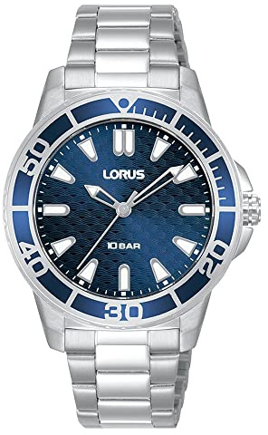 Lorus Women's Analogue Quartz Watch with Metal Strap, Silver Blue