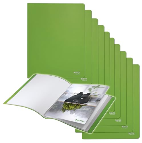Leitz Recycle Sichtbuch A4, 10er Pack, Mit 20 Fächern für die Dokumentenablage, Premium-Qualität, 100 % recycelbar, Umweltfreundlich, Recycle Serie, Grün, 46760055