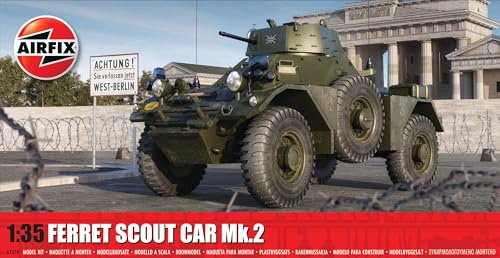 Airfix Model Set - A1379 Ferret Scout Car Mk.2 Model Building Kit - Plastic Model Tank Kits for Adults & Children 8+, Set Includes Sprues & Decals - 1:35 Scale Model