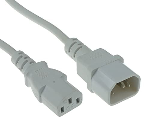 ACT Kaltgerätekabel 5m, C13 zu C14 Kaltgerätekabel Verlängerung, IEC Stecker zu Buchse 3 Pin - AK5428 Grau