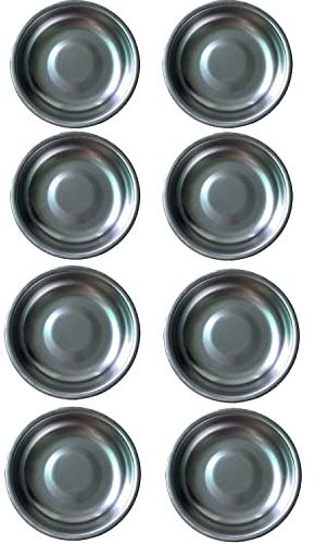 8 ciotole per salsa in acciaio inox, 10,2 cm, piatti rotondi per sushi, piattini, mini antipasto, piccoli snack tazze per salsa di soia, 9 cm