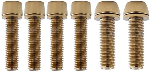 6 Stücke Fahrrad Stem Schraube Titan-Beschichtung M5*20mm M6*20mm Schrauben Set für Rennrad MTB Vorbau (Gold)