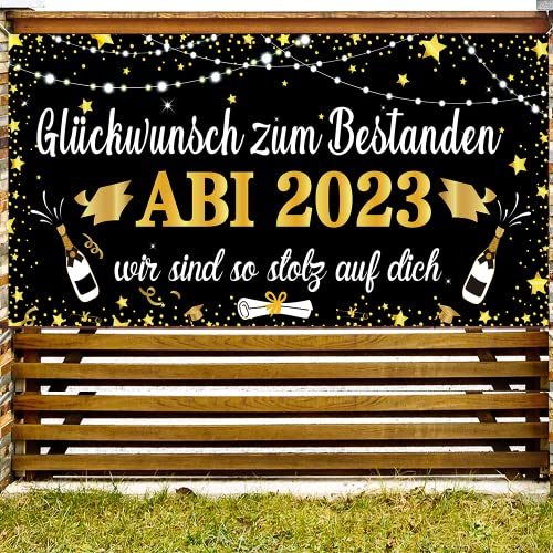 Abschluss Deko, Schwarz Gold Stoff Glückwunsch zum Bestanden Hintergrund Banner Extra Große ABI 2025 Deko Banner Graduation Deko Schulabschluss Abschlussfeiern Deko Abitur Prüfung Bestanden Geschenke