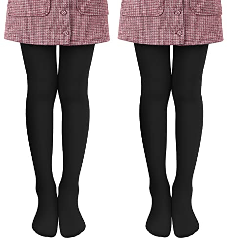 Libella 2er Pack Ballett Strumpfhose für Mädchen Tanzstrumpfhose mit Fuß 80 DEN Blickdicht Mikrofaser Farbig 27251 Schwarz 158-164
