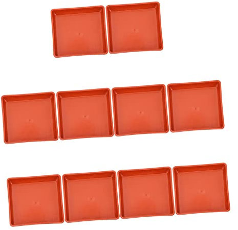 Cabilock Lot de 10 Pots De Jardin Carrés Plateaux Bases De Pots De Fleurs en Plastique Bacs À Eau Décoration Intérieure Assiette Et Pot De Fleurs - Marron Vieilli