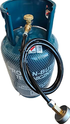 ZaTeChS Propan Butan Tankadapter DISH (EUROPE) Set + 11kg Zylinder | DISH PCV-Ventil Ø8 | 1,8 m Propangasschlauch DN6,5 Ø8 | Fülladapter | für LPG Betankung, Auto, Wohnmobil, 11 kg Zylinder
