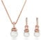 Swarovski Originally Set, Rosé Vergoldete Halskette und Ohrringe mit Kristallperlen und Strahlenden Swarovski Kristallen