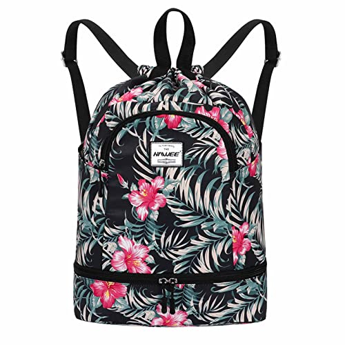 HAWEE Impermeable Casual Mochila con Cordón Grande Deporte Bolso de Gimnasia Mochila de Cuerda Unisex para Mujer Hombre Vida Cotidiana Aire Libre Yoga Escuela Nadar Playa