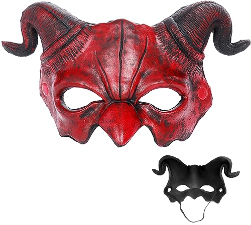 JAHEMU Halloween Dämonenmaske Teufel Maske Halbgesichtsmaske Gruselige Maske Horror Carnival Cosplay Maskerade Geisterhaft Halloween Karneval Kostüm