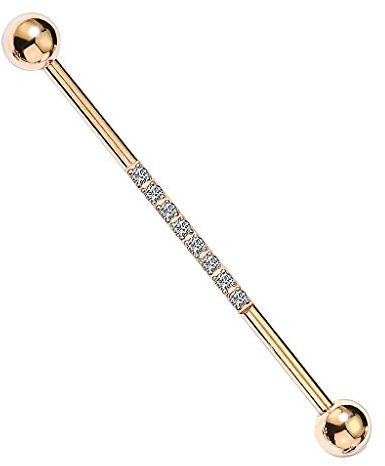 Taffstyle Industrial Ohr Knorpel Piercing Langhantel Barbell Scaffold mit Kristallen