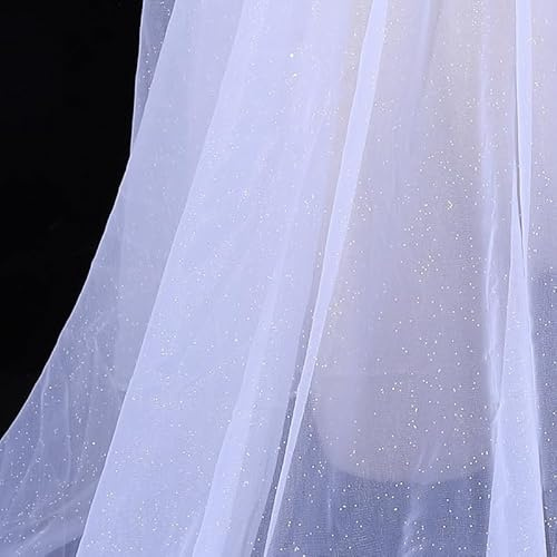 SYSUII 300cm*160cm Organza Stoffe zum Nähen Meterware,Dekostoff Kostümstoff zum Nähen Leichter Glanz Glitzer Organza Tüllstoff Für Kleidung Dekoration Gardine Vorhänge Tischdecken Deko Schals -Weiß