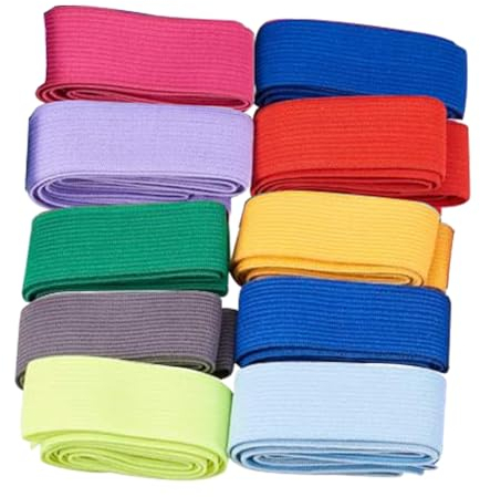 Coser La Banda Elástica, Cinta Elástica Plana, Goma Elástica Para Ropa, Elásticas Planas Bandas de Costura, Para Coser Tejer, Manualidades de Bricolaje, 2cm x 2m, 10 Piezas, Colores Aleatorios