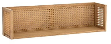WAOCEO Wandregal Rattan hölzernes Regal Wohnzimmer Schlafzimmer Wandlager Rack Wand kleines Bücherregal Nachts Wanddekoration Regal, Asche Schweberegal