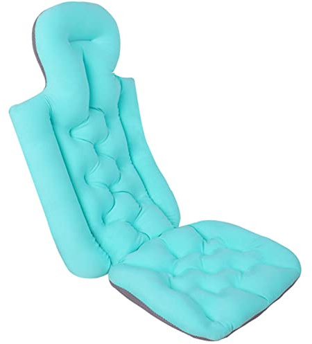 Badewannenkissen für Erwachsene, Ganzkörpermatte, schnell trocknend, ergonomisches Kopfstützenkissen (blau, verlängert mit Saugnapf, 78 x 35 cm)