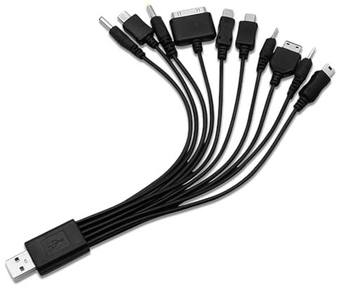 Multi-Charger 10 In 1 Universal USB Charging Cable for iPhone, PSP, HTC, LG, Samsung, Nokia - Multifunction Sync Cord With Adapter for Camera and Various Devices