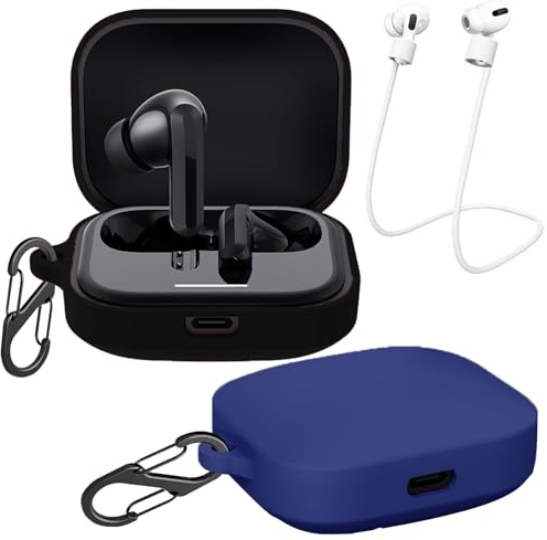 easyBee [Confezione da 2] Custodia compatibile con Xiaomi Redmi Buds 5, con 2 moschettoni, 2 cinturini anti-smarrimento, custodia in silicone liquido, custodia protettiva ultra sottile e antiurto, bor