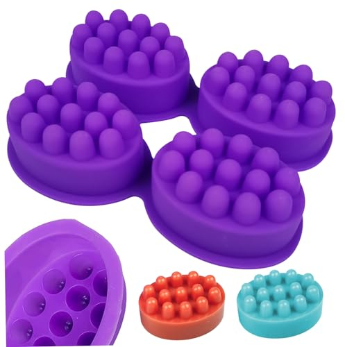 NIDONE Moldes de jabón de Barra de Masaje de Silicona 4 Cavidad Moldes de jabón de Silicona ovalados Flexibles y antiadherentes de para Bricolaje de de Masaje casero de de