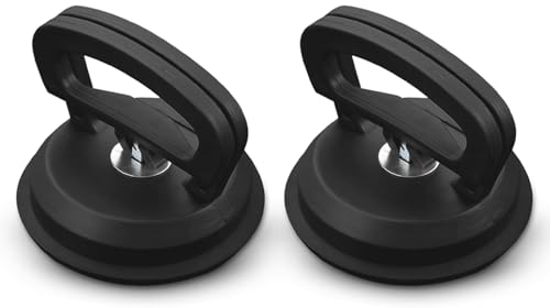 Hwtcjx 2 Stück Saugheber, Saugnapf Griff, Sauggriff, Glasheber, Gummisauger, Vakuum Saugheber, 70kg Tragfähiger Vakuumheber, Glasabzieher, Lifter, für Glas, Keramikfliesen, Laminat, 11.8cm (Schwarz)