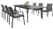 Gartenmöbel Set VERANO, schwarz/anthrazit - mit 6 Stühlen und ausziehbarem Gartentisch, Aluminium und wetterfeste Textilene, stapelbar, strapazierfähig, Outdoor-Möbel, Balkonmöbel, Terrassenmöbel