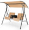 COSTWAY Balancin Jardin Exterior de 2 Personas, Bolsa Térmica, Columpio de Jardín con Toldo Ajustable y Cojines Extraíbles, Balancin de Jardin Balcón Patio, 181 x 124 x 161,5 cm (Marrón)
