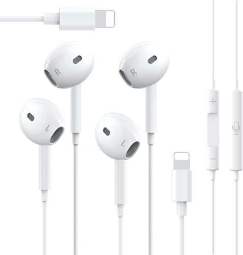 Cuffie per iPhone Auricolari iPhone con filo Cuffie Cablato In Ear Controllo del Volume e del Microfono Hi-Fi Stereo Cuffie Compatibile con iPhone 14/13/12/11 Pro Max/XS Max/X/XR/8/7/SE - 2 Pack