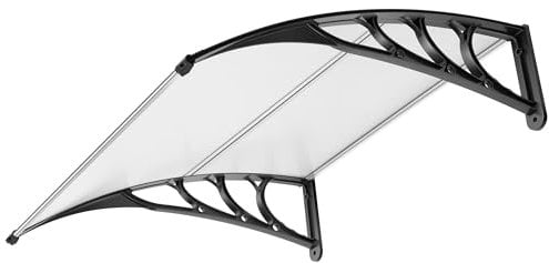 VIVOHOME Auvent de Porte et fenêtres 100x100cm Marquise de Porte Exterieur en Polycarbonate Transparent auvent en Arc pentu Protection Contre Pluie et UV pour Terrasse Balcon Patio