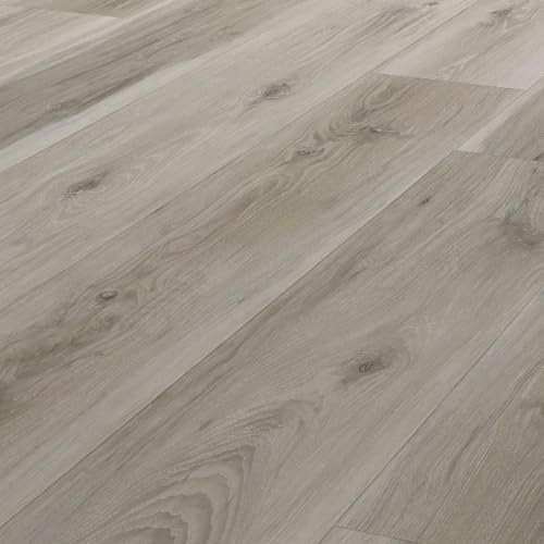HORI Klick Hartvinylboden Rigid aus hochwertigem SPC ohne PVC, Eiche Rustikal Grau Albany Landhausdiele Holzstruktur
