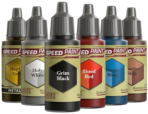 The Army Painter, Speedpaint 2.0 Fantasy Colours Bundle, 6 x 18 Pinturas Acrílicas con Oro, Blanco, Negro, Rojo, Azul y Marrón - Pintura para Miniaturas de D&D y Warhammer