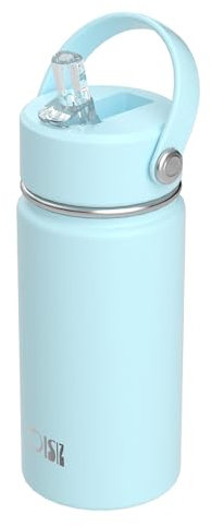 OISIZ 14oz Botella Agua Acero Inoxidable para Niños 420ml Botella de Agua para Niños con Pajita Vaso Térmico Acero Inoxidable Botella de agua a prueba de fugas y se mantiene fría durante 24 horas