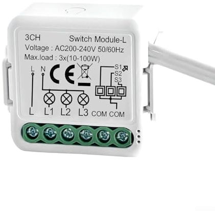 Relay Switch Module, Smart Light Switch Module For Tuya For ZigBee Relay Switch Module No Neutral Conductor Required For Home(3-gang)