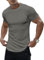 Meilicloth T Shirt Herren Kurzarm Sommer Muscle Shirts Herren Baumwolle Sportshirt Basic Rundhal Tee Slim Fit Leicht Männer Modern Muskelshirts Sport Tshirt Grau A XL