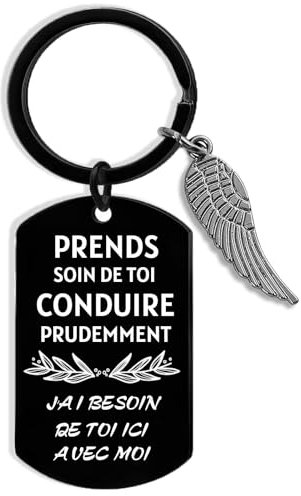 ENSTAB Cadeau Homme Porte Clef Couple Cadeau Pour Son Copain Cadeau Papa Frères (Noir-A)